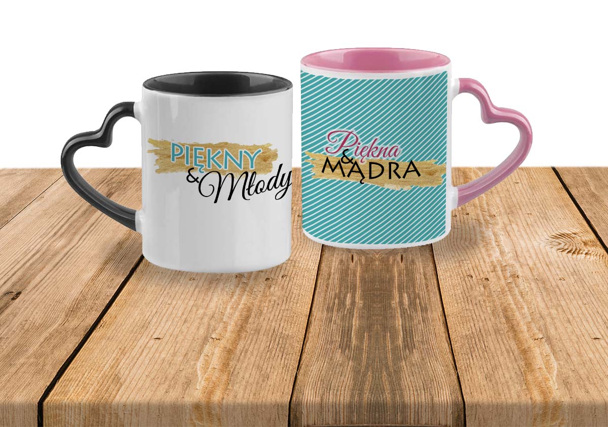 Personalised Heart shaped handle Inner Coloured Ceramic Mug