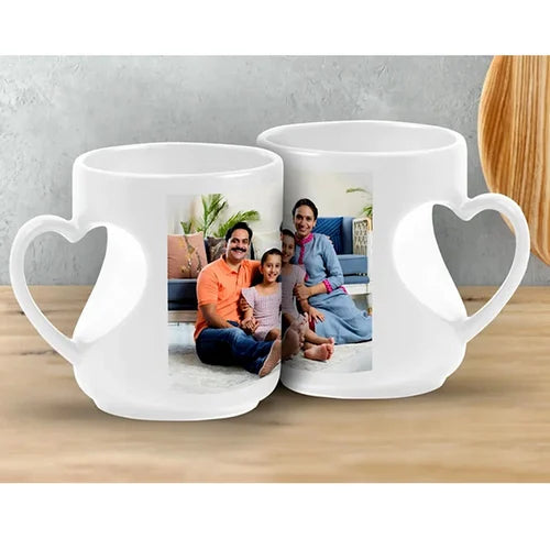 Personalised Heart cut shaped handle  Ceramic Mug