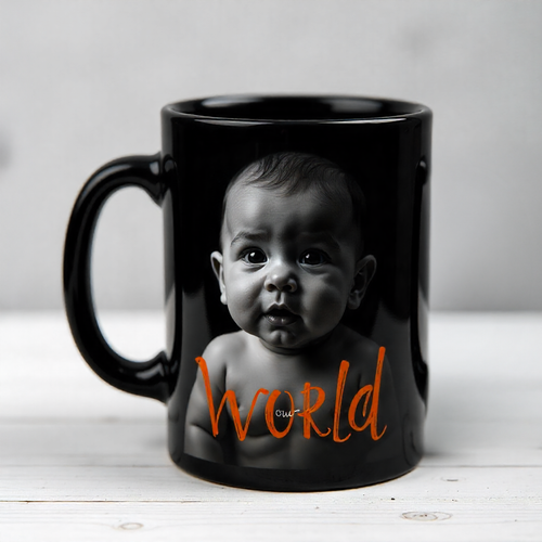 Black Printed Mug
